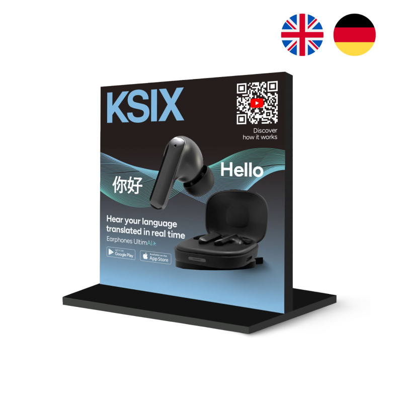KSIX UltimAI display stand, English + German, dummy not included, 21 x 19 x 10 cm, PVC