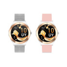 Smartwatch KSIX Lya, Pantalla AMOLED 1.19”, Aut. 7 días, Correa metal y silicona rosa, Modos deporte y salud, Llamadas