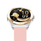 Smartwatch KSIX Lya, Pantalla AMOLED 1.19”, Aut. 7 días, Correa metal y silicona rosa, Modos deporte y salud, Llamadas