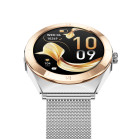 Smartwatch KSIX Lya, Pantalla AMOLED 1.19”, Aut. 7 días, Correa metal y silicona rosa, Modos deporte y salud, Llamadas