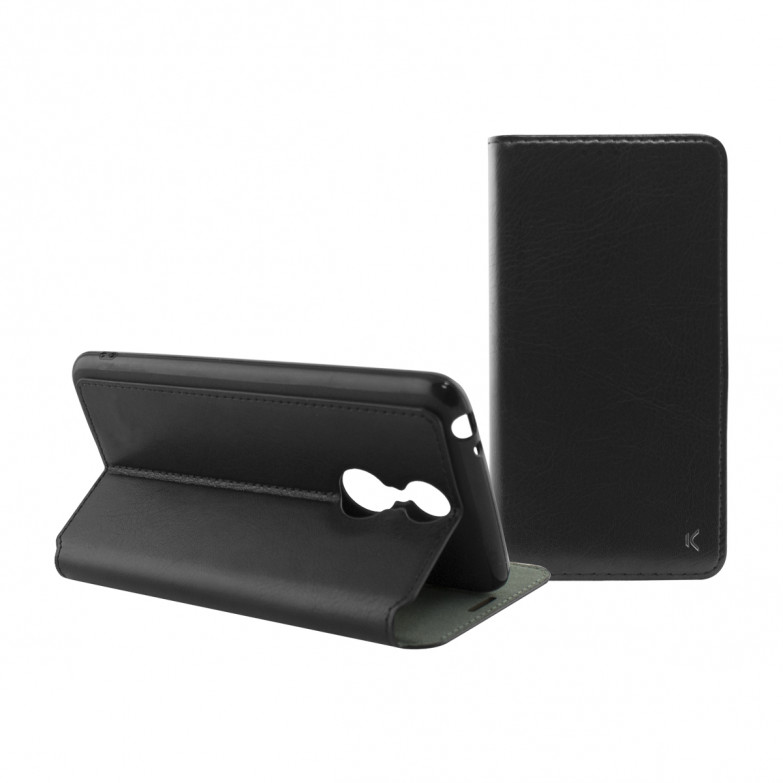 Funda con tapa para Alcatel 3, Semirrígida, Standing, Negro