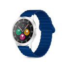 KSIX Core 3 Smartwatch, 1.32" AMOLED, 5-day battery life, IP67, silver zinc alloy case, blue magnetic silicone strap
