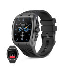 KSIX Hero 2 Smartwatch, 1.76" IPS display, 5-day battery life, IP68 rating, grey zinc alloy case, black silicone strap