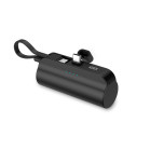 Power bank de bolsillo KSIX 5.000 mAh, Cable y soporte integrado, Cable USB-C a USB-C, Indicadores LED, Negro