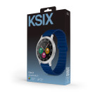 KSIX Core 3 Smartwatch, 1.32" AMOLED, 5-day battery life, IP67, silver zinc alloy case, blue magnetic silicone strap