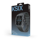 KSIX Hero 2 Smartwatch, 1.76" IPS display, 5-day battery life, IP68 rating, grey zinc alloy case, black silicone strap
