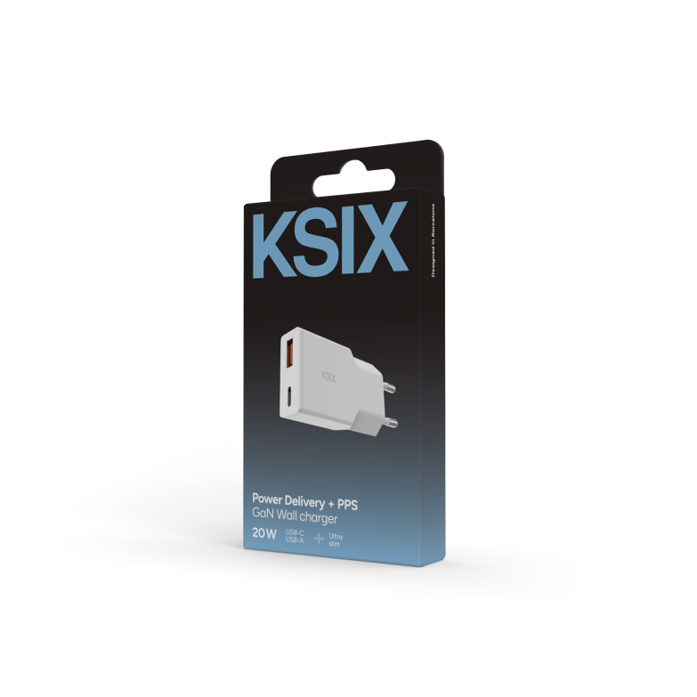 KSIX Ultraslim 20W GaN wall charger,...