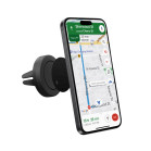 Soporte universal de móvil para coche KSIX, Sistema magnético, Compatible con fundas, Doble placa, Fijación de pinza, Negro