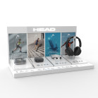 Expositor HEAD Audio 2026, retroiluminado, 4 auriculares, 69x36x35 cm.