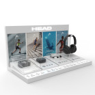 Expositor HEAD Audio 2026, retroiluminado, 4 auriculares, 69x36x35 cm.