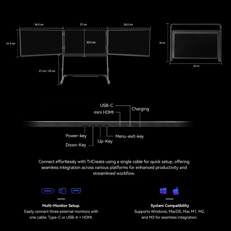 Laptop triple display, 15.6", Full HD...