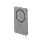 KSIX Magnetic Powerbank 3.000 mAh ultra slim, wireless charging 15W, Power Delivery 20W, aluminium, USB-C cable included, Grey