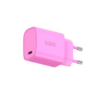 Pack expositor KSIX con 20 cargadores GaN 20 W USB-C PD y PPS en 4 colores
