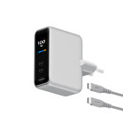 Cargador de red KSIX VoltView GaN 100 W con pantalla TFT, PD, PPS, 2 USB-C, 1 USB-A y cable trenzado de 2m