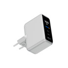 Cargador de red KSIX VoltView GaN 100 W con pantalla TFT, PD, PPS, 2 USB-C, 1 USB-A y cable trenzado de 2m