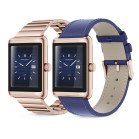 KSIX Nexus smartwatch, classic design, curved AMOLED display, stainless steel, IP68, 2 straps: gold and vegan leather