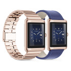 KSIX Nexus smartwatch, classic design, curved AMOLED display, stainless steel, IP68, 2 straps: gold and vegan leather