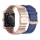 KSIX Nexus smartwatch, classic design, curved AMOLED display, stainless steel, IP68, 2 straps: gold and vegan leather