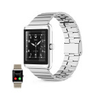 KSIX Nexus smartwatch, classic design, curved AMOLED display, stainless steel, IP68, 2 straps: silver and vegan leather