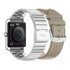 KSIX Nexus smartwatch, classic design, curved AMOLED display, stainless steel, IP68, 2 straps: silver and vegan leather
