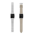 KSIX Nexus smartwatch, classic design, curved AMOLED display, stainless steel, IP68, 2 straps: silver and vegan leather