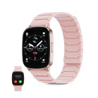 Smartwatch KSIX Loop, AMOLED, Llamadas, Salud y deporte, 7 días de autonomía, 1ATM, correa magnética rosa
