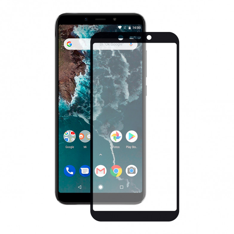 Protector de pantalla para Xiaomi Mi A2, Vidrio templado, Grosor 0.33 mm, Negro