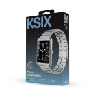 KSIX Nexus smartwatch, classic design, curved AMOLED display, stainless steel, IP68, 2 straps: silver and vegan leather