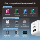 KSIX 20W Wall Charger, GaN, PPS, Power Delivery, Sustainable materials, (1 x USB-C + 1 x USB-A), White