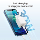 KSIX 30W Wall Charger, GaN, PPS, Power Delivery Sustainable materials, (1 x USB-C + 1 x USB-A), White