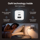 KSIX 30W Wall Charger, GaN, PPS, Power Delivery Sustainable materials, (1 x USB-C + 1 x USB-A), White