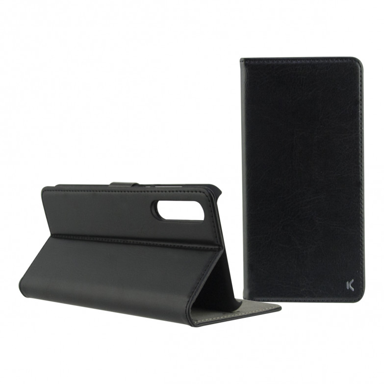 Funda con tapa para Xiaomi Mi 9, Semirrígida, Standing, Negro