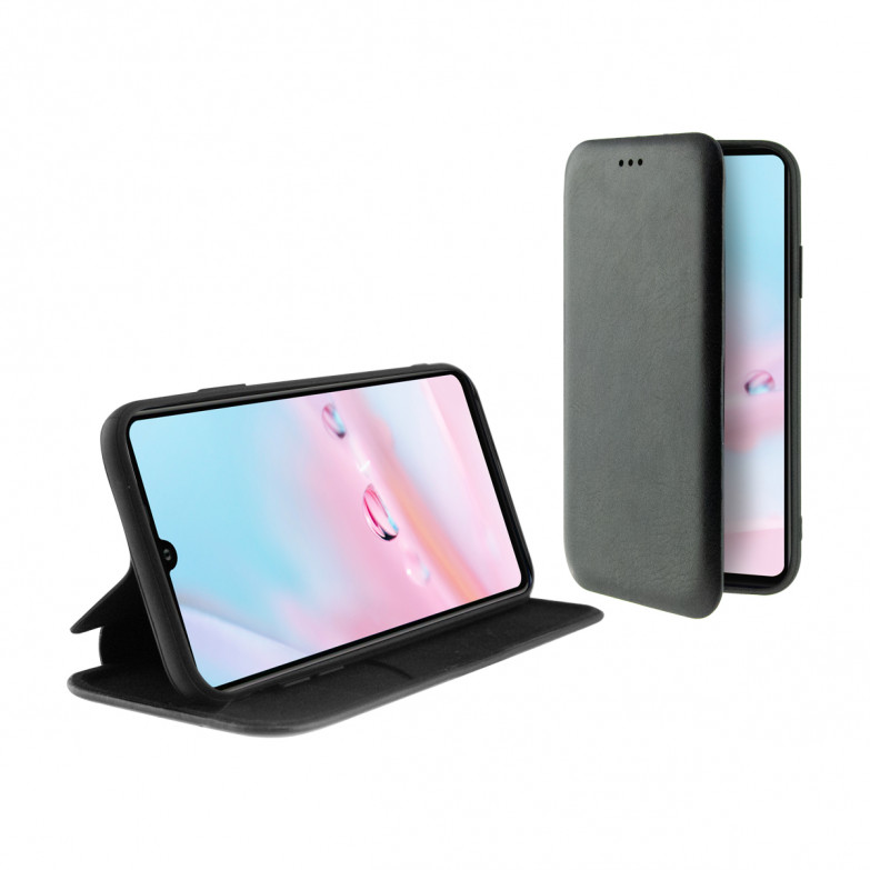 Funda con tapa para Honor View 20, Semirrígida, Standing, Negro