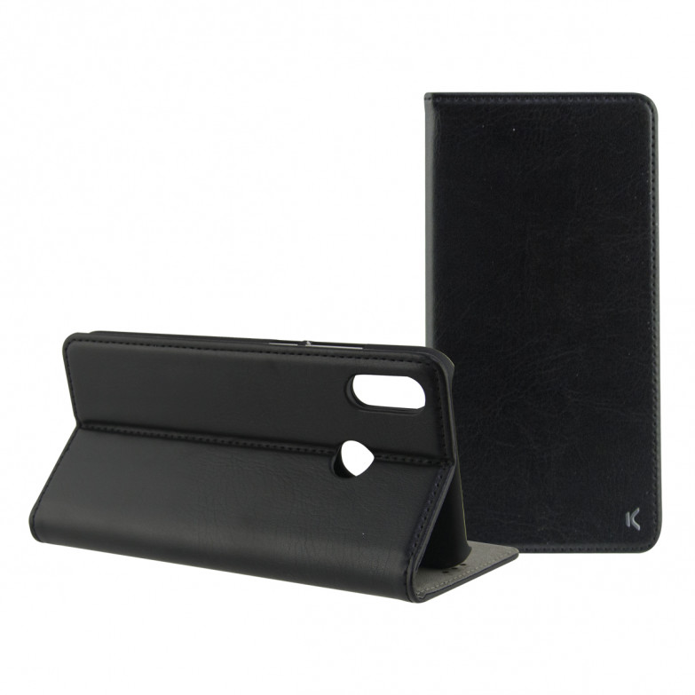 Funda con tapa para Huawei P Smart Z, Semirrígida, Standing, Negro