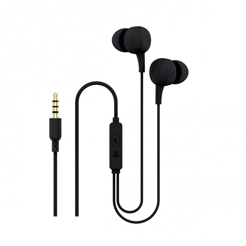 Ksix wired earset with microphone and control knobs, Black