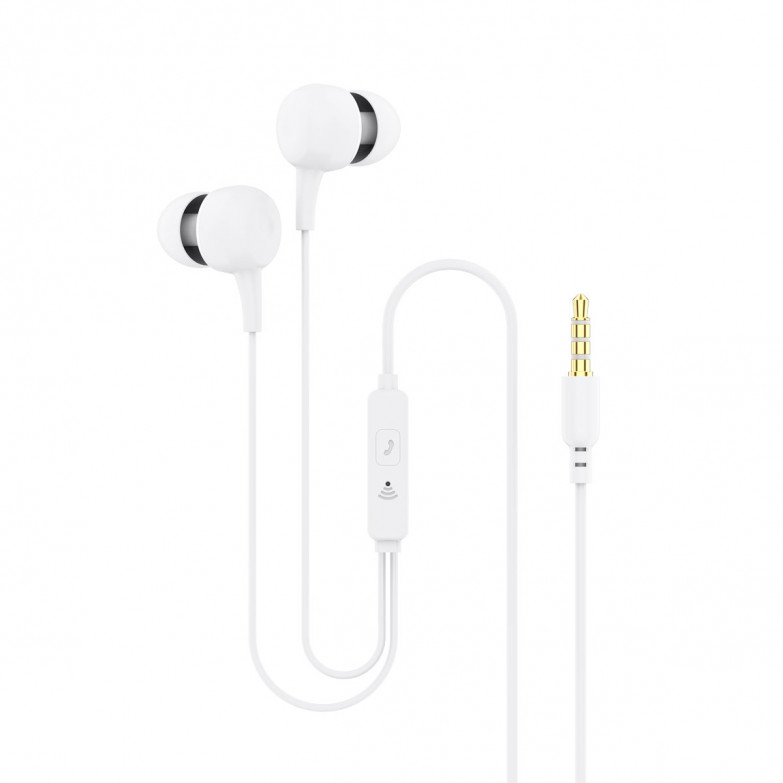 Ksix wired earset with microphone and control knobs, White