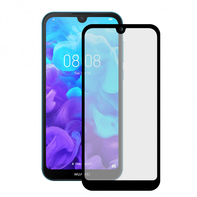 Protector de pantalla para Huawei Y5 2019, Vidrio templado, Grosor 0.33 mm, Negro