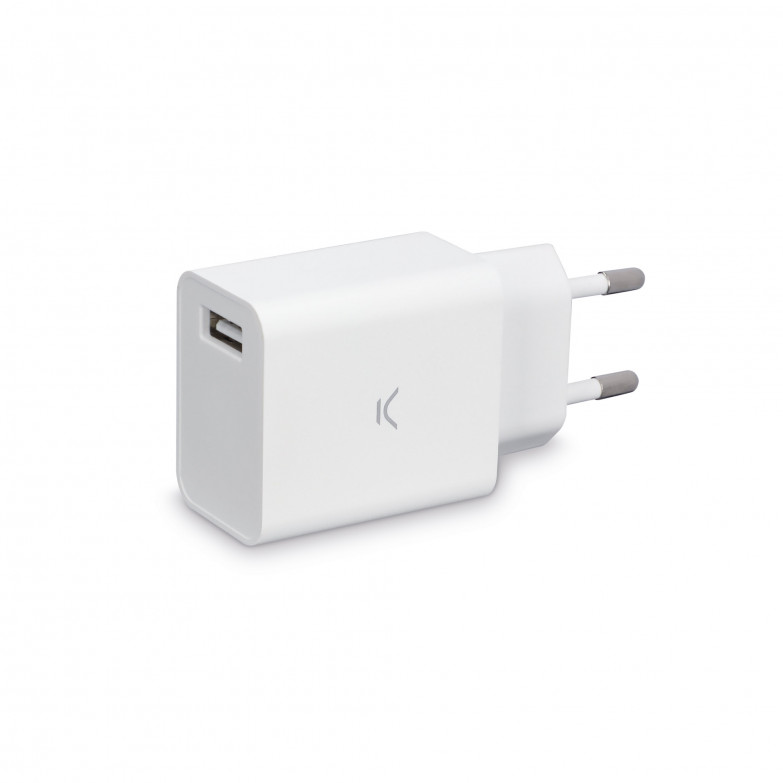KSIX 12W wall charger, USB-A port, White