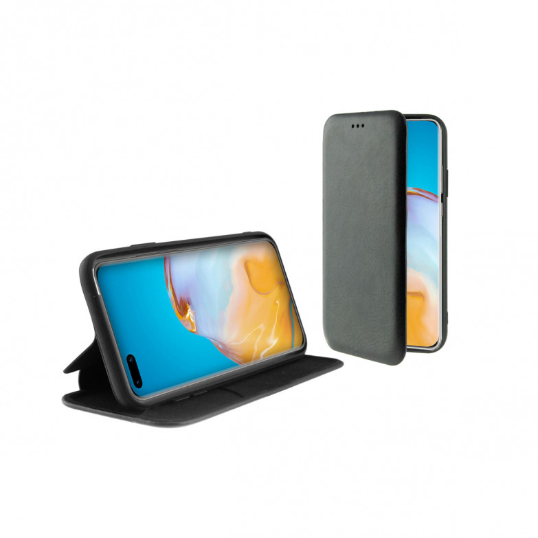 Funda con tapa para Huawei P40 Pro, Semirrígida, Negro