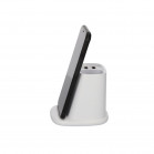 KSIX Wireless Charger and Pencil Box 10W, 2 USB outputs, White