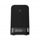 KSIX Table Alarm Clock and Wireless Charger 15W, Qi Technology, Display Modes, Temperature, Black