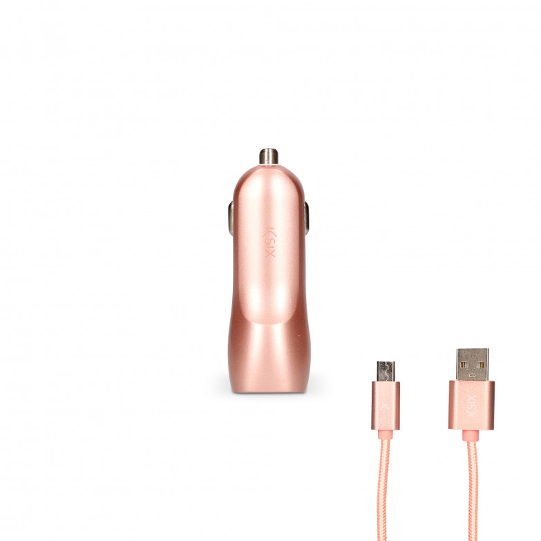 KSIX car charger, 10W, 2 outputs, USB...