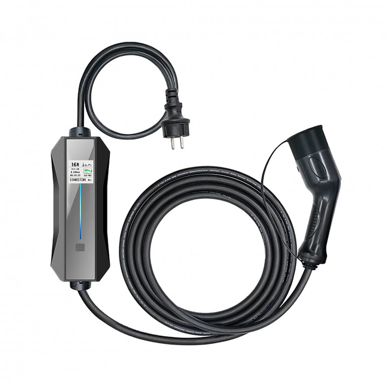 Type 2 3.5 kW EV charger, mobile EV charging cable with Schuko plug,  5-meter charging cable