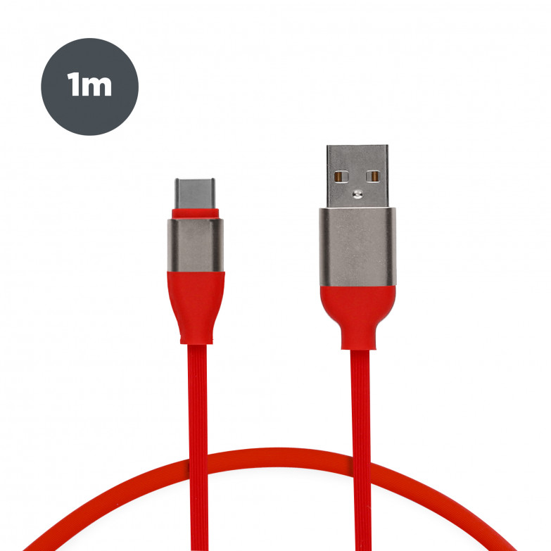 USB-A to USB-C Contact 20 W charge and data cable, Fast charge, 1 m, Red