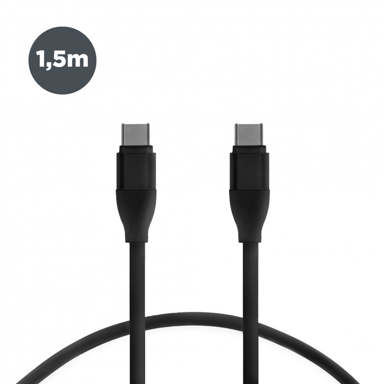 Cable de carga y datos USB-C a USB-C Contact 20 W, Carga rápida, 1 m, Negro