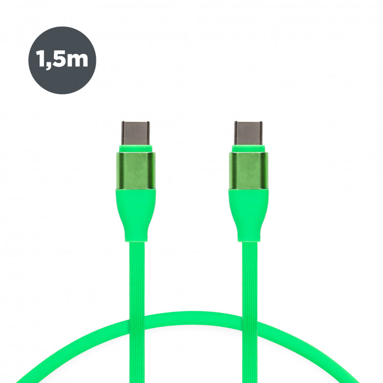 Cable de carga y datos USB-C a USB-C Contact 20 W, Carga rápida, 1 m, Verde