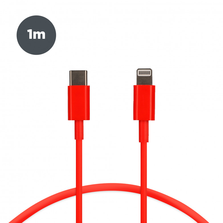 USB-C to Lightning Contact 20 W charge and data cable, Fast charge, 1 m, Red