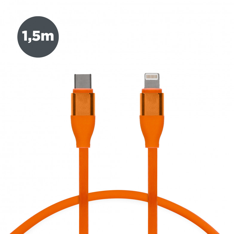 USB-C to Lightning Contact 20 W charge and data cable, Fast charge, 1 m, Orange