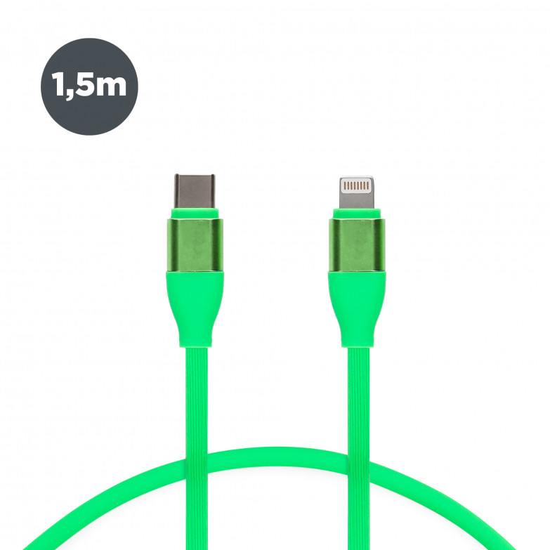 USB-C to Lightning Contact 20 W charge and data cable, Fast charge, 1 m, Green