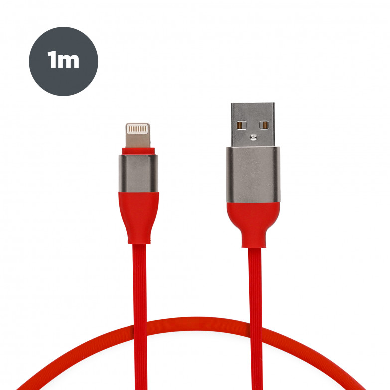 Cable de carga y datos USB-A a Lightning Contact 20 W, Carga rápida, 1 m, Rojo